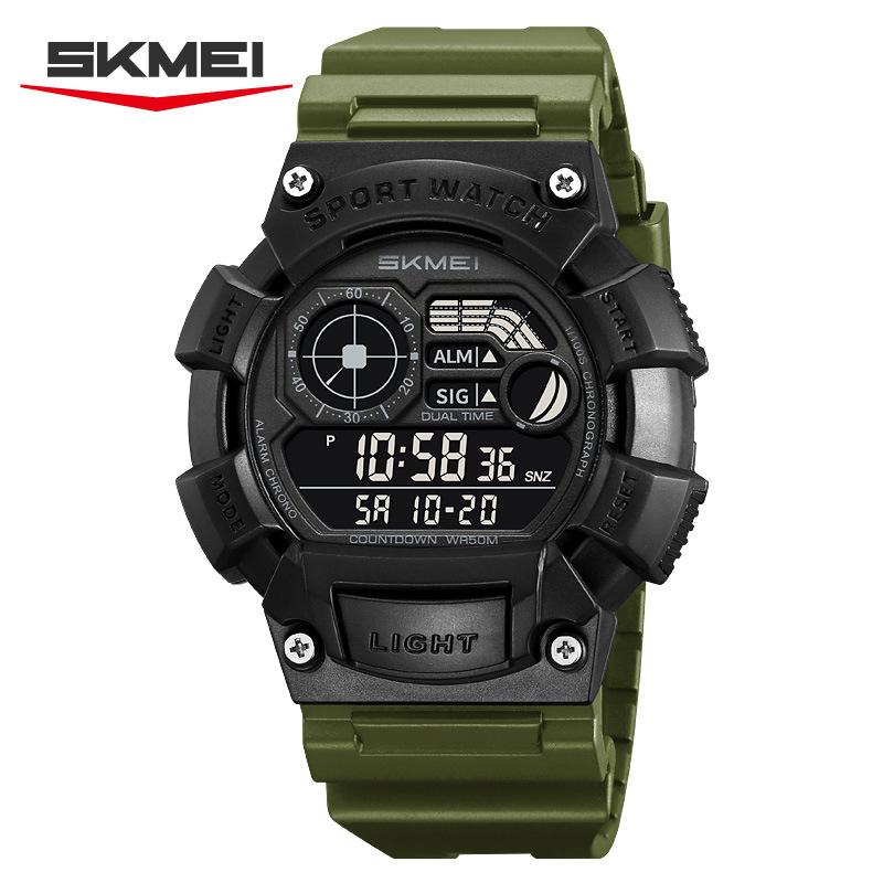 

Outdoor sports electronic watch alarm clock countdown multifunctional waterproof student watch electronic watch армія зелений колір