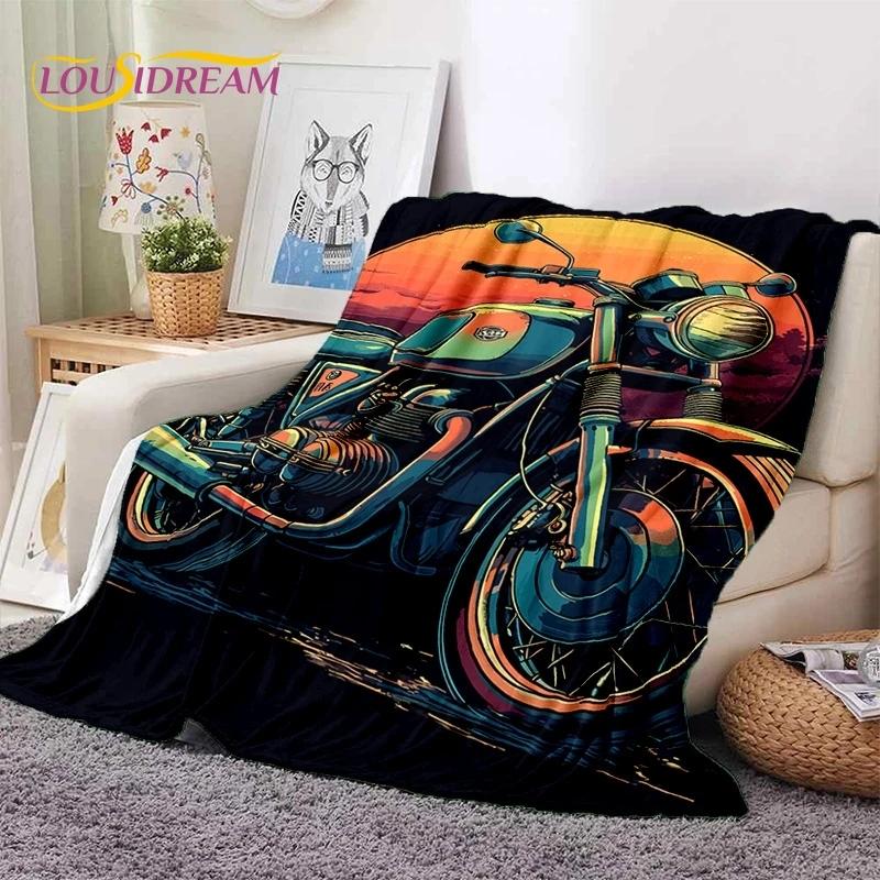 Motocross Modern Retro Motorcycle Soft Flannel Blanket for Bed Bedroom Sofa Picnic,Throw Blanket for Cover Outdoors Leisure Gift