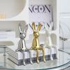 Ceramic Sitting Rabbit Figurine Electroplated Cute Decorative Animal Sculpture for Easter Home Decor Desktop Shelf Ornament
