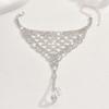 Versatile Rhinestone Hand Chain Fashion Finger Chain Ring Bracelet  for Weddings