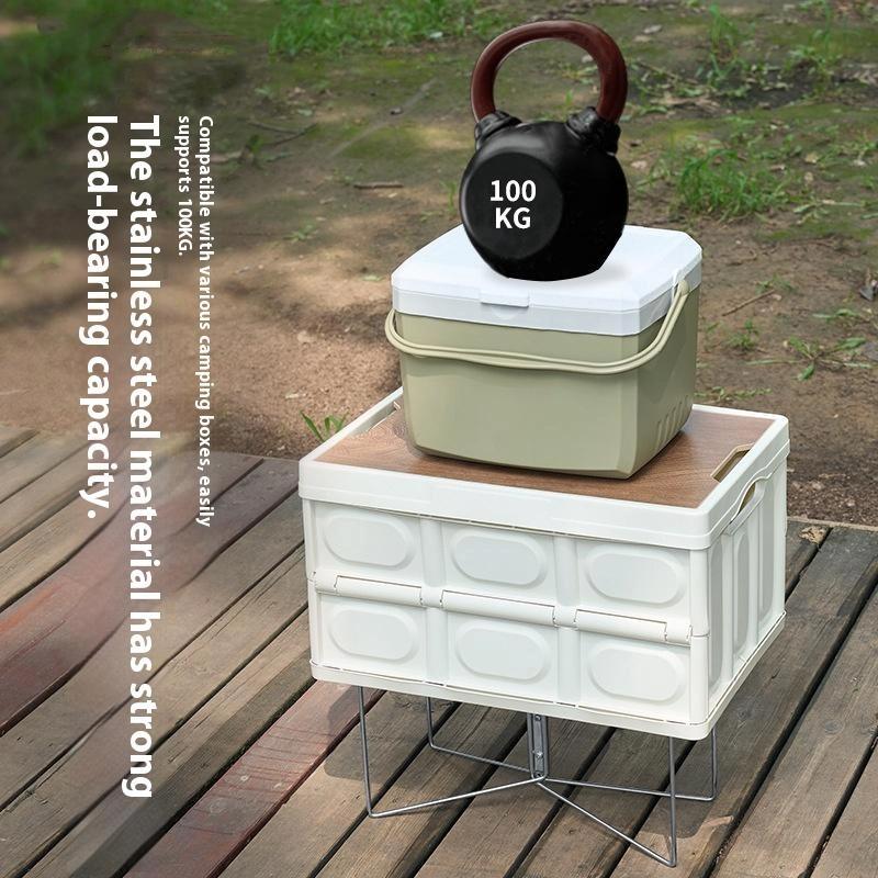 Camping Folding Cooler Box Stand Container Holder Shelf Outdoor Camping Supply Holder Folding Stand Ice Box Stand Aluminum Alloy