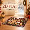 2D Printed Pattern Christmas Holiday Decorative Doormat, Soft Flannel Material, Featuring Snowman, Santa Claus, Gingerbread for Man, Candy Cane, and S