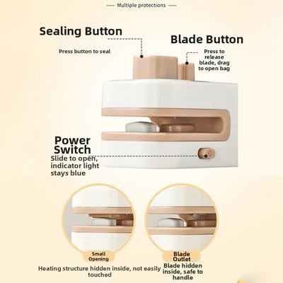 New Rechargeable Mini Sealing Machine Handheld Portable Magnetic Sealing Clip Heat Sealer for Plastic Bag Snack Bag