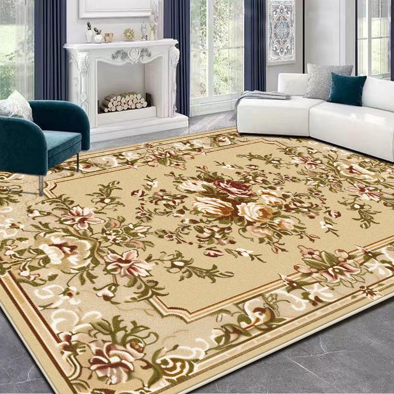 European Style Golden Large Living Room Carpets Luxury Decoration Washable Plush Bedroom Rug Lounge Tatami Non-slip Floor Mat