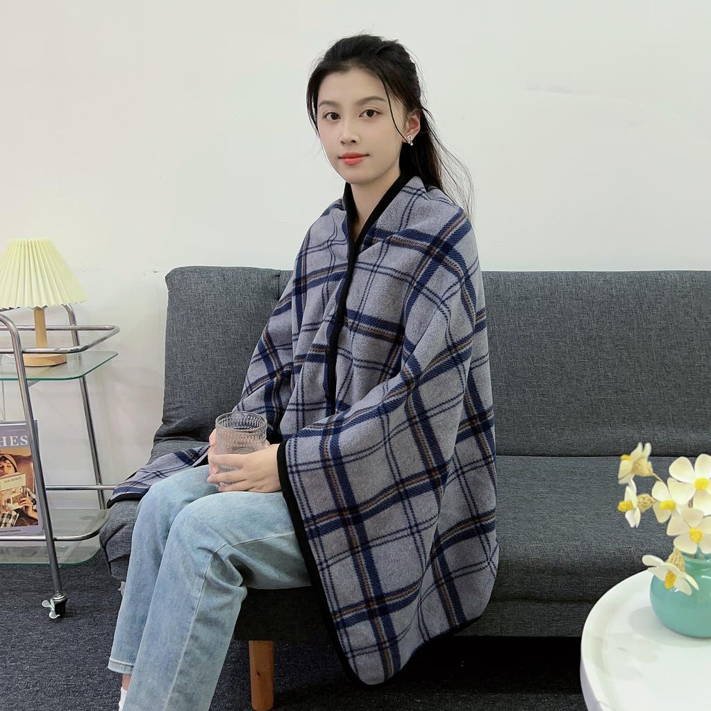 1pc Wearable Blankets Shawl Blanket Flannel Lazy Casual Office Blanket