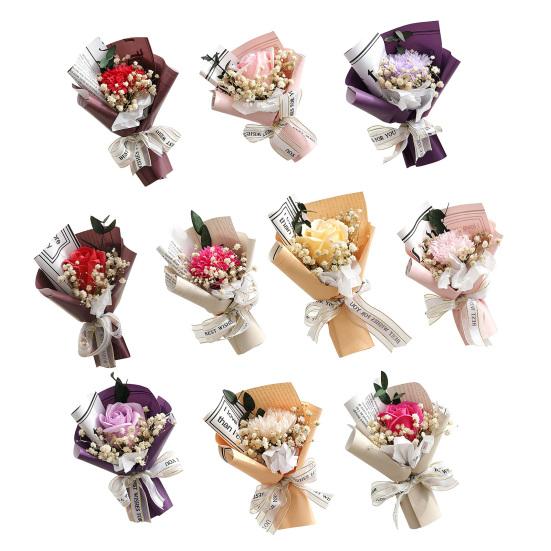 Mini Artificial Rose Bouquet Handcrafted Simulated Carnation Flower Decoration Romantic Valentine's Day Birthday Mother Wife Girlfriend Gift