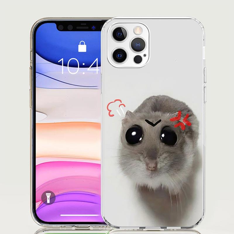 Funny Sad Hamster Meme Phone Case For iPhone 17 Air 16 15 Plus 11 14 Pro Max 13 Mini 12 7 8 + SE Pattern Art Customized Cover 17