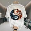 Unisexs Cotton Tshirts White 5xlt Shirt For Unisex Casual Summer Wear Chinese Loong Print Tee Shirts Black Unisex Clothing Fashion