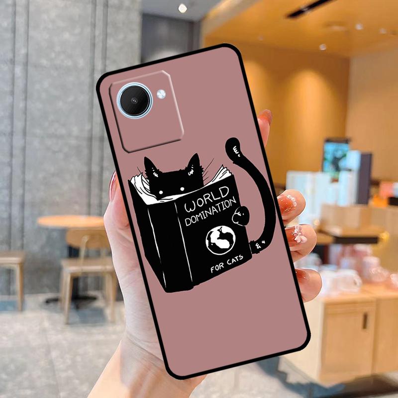 Custodia Nera Gatto Cartone Animato Carina Per Realme C55 C33 C31 C35 C30 C11 C15 C25s C21Y GT Neo 5 3T 2T 8 9 10 11 Pro Plus