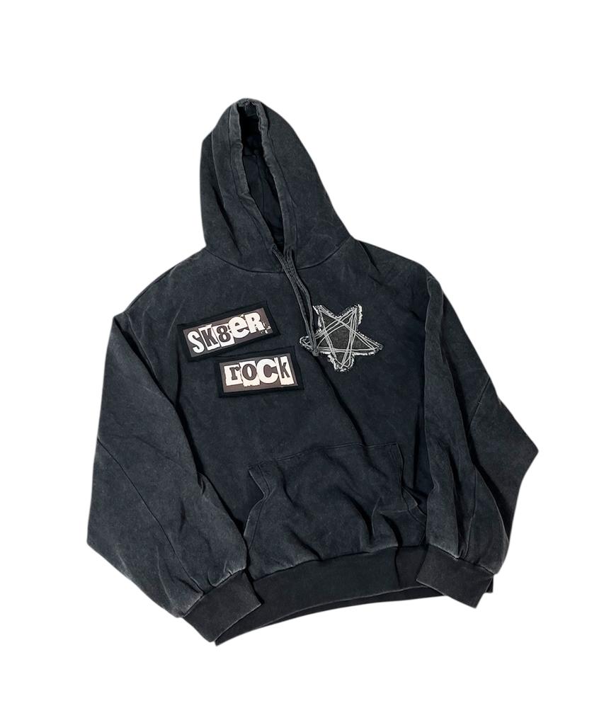 Rock Star Vintage Washing Hoodie ((Washed Black))