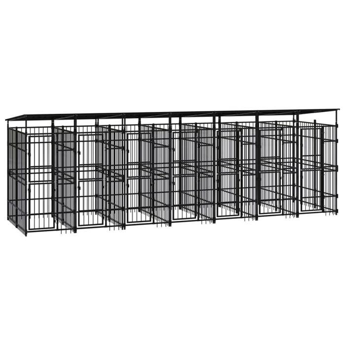 VidaXL Outdoor Kennel with Roof for Dogs Steel 12.9 M² Cage Enclosure 3097952