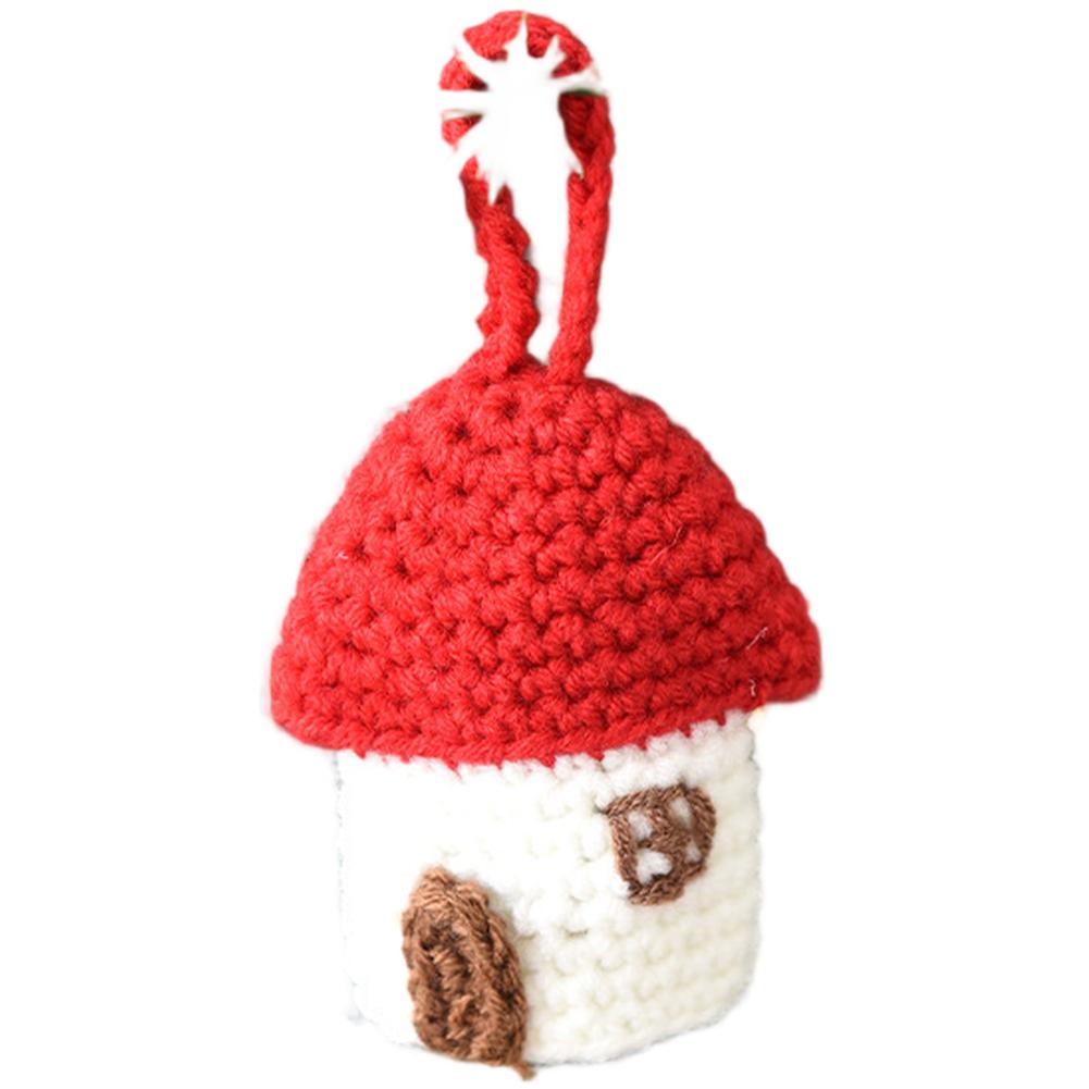 Christmas Yarn Ornaments Mini Tree Decorations In Assorted Shapes, Knit Hanging Decor For Festive Holiday And Seasonal Home