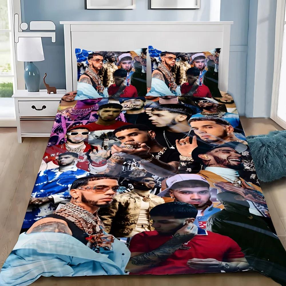 Anuel AA Duvet Cover Pillowcase La Muerte Bedding Set Adult Boy Girl Bedroom Decoration Children Single Double Large Size