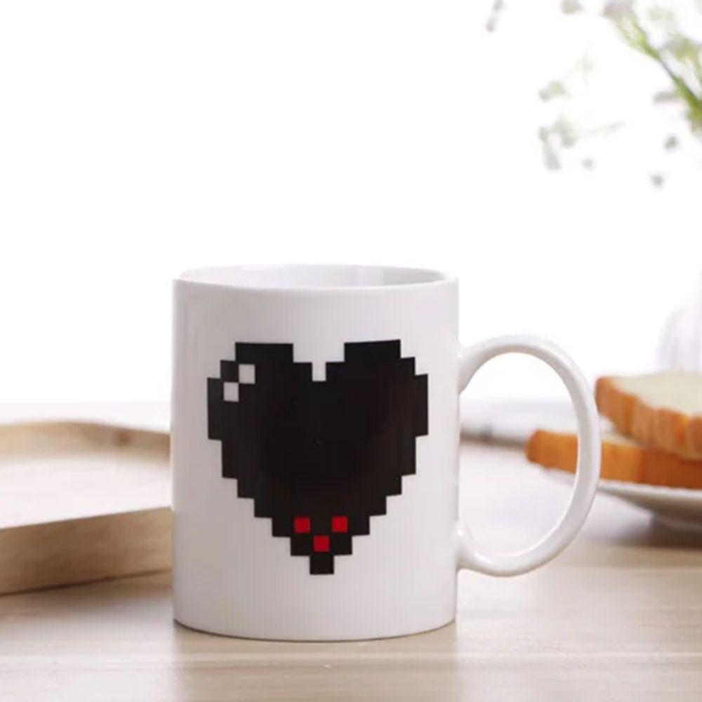 Romantic 11 Oz Color-changing Heart Ceramic Cup Heat-resistant Minimalist Style Coffee Mug Coffee Mug White Tea Mug Couple