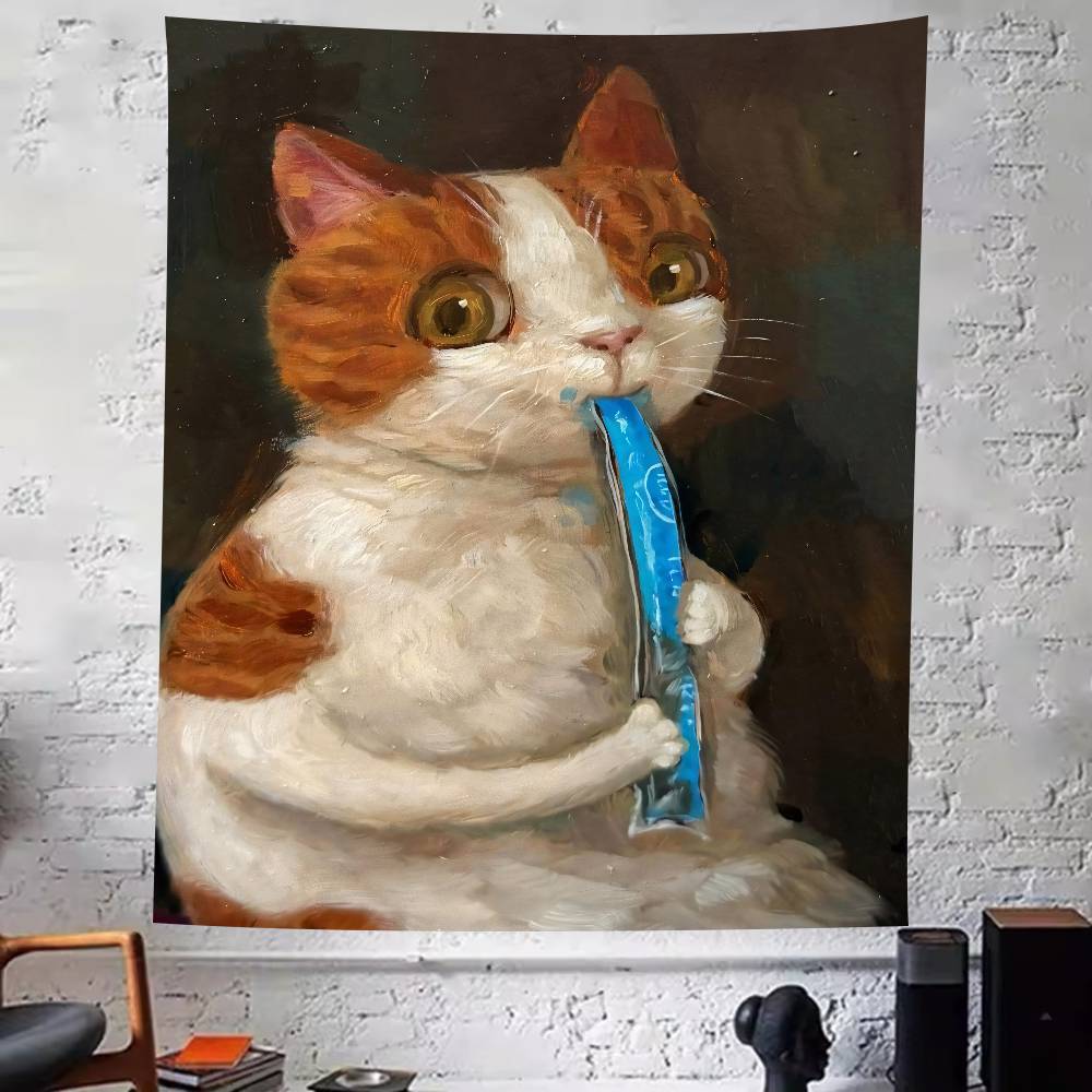 Funny Fashion Dog Cat Art Tapestry Decoration Bedroom Dormitory Background Cloth Holiday Home Party Living Room Club Tapestry