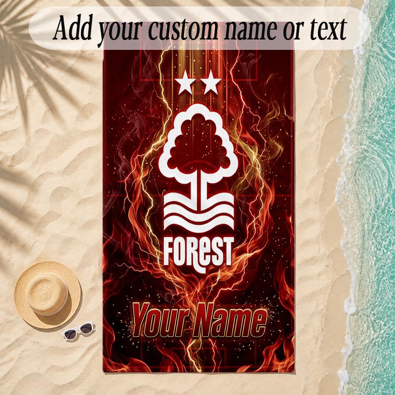 Beach TowelNottingham Forest FC Custom Name Text Personalized Soft Towel for Beach Pool Indoor Home Decor Gift