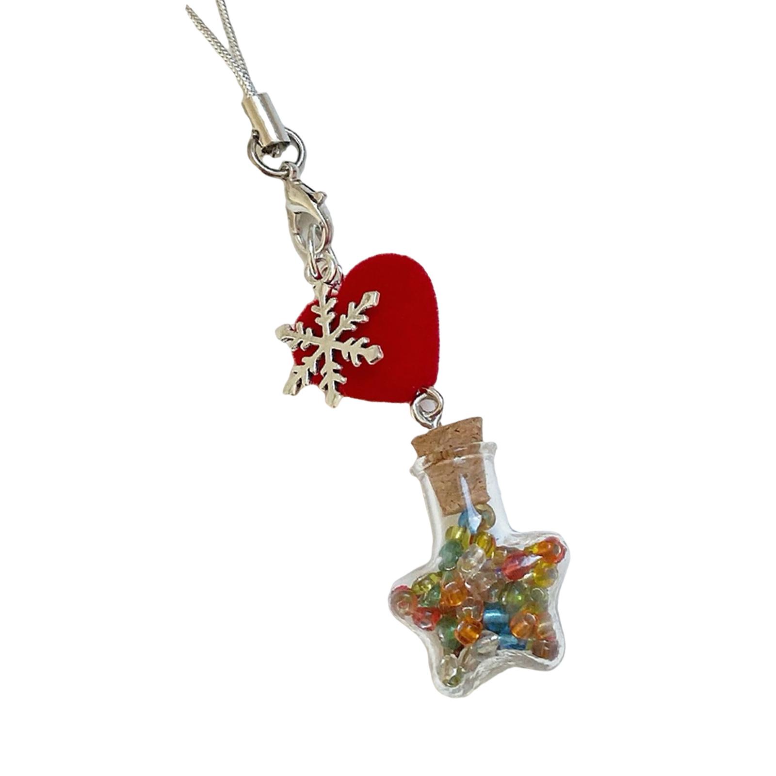 

Winter Snowflake Flocked Christmas Phone Strap Keychain Charm for Holiday Spirit and Safety with Soft Durable Material T1