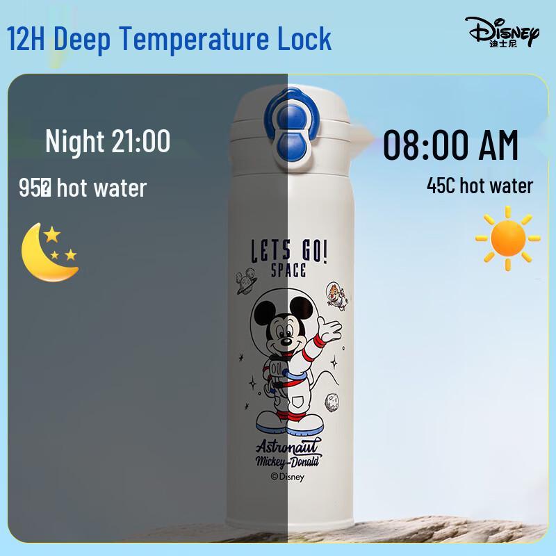Botella Isotérmica de Acero Inoxidable 316L para Niños Disney con Doble Bebida y Pajita