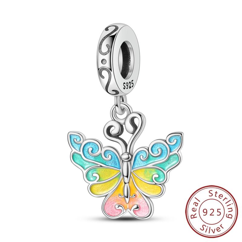 Genuine Copper Decorative Charms Bead Elements Luminous Butterfly Dangle Suitable For Authentic Bracelet Style Women Jewelry Creation Handcraft