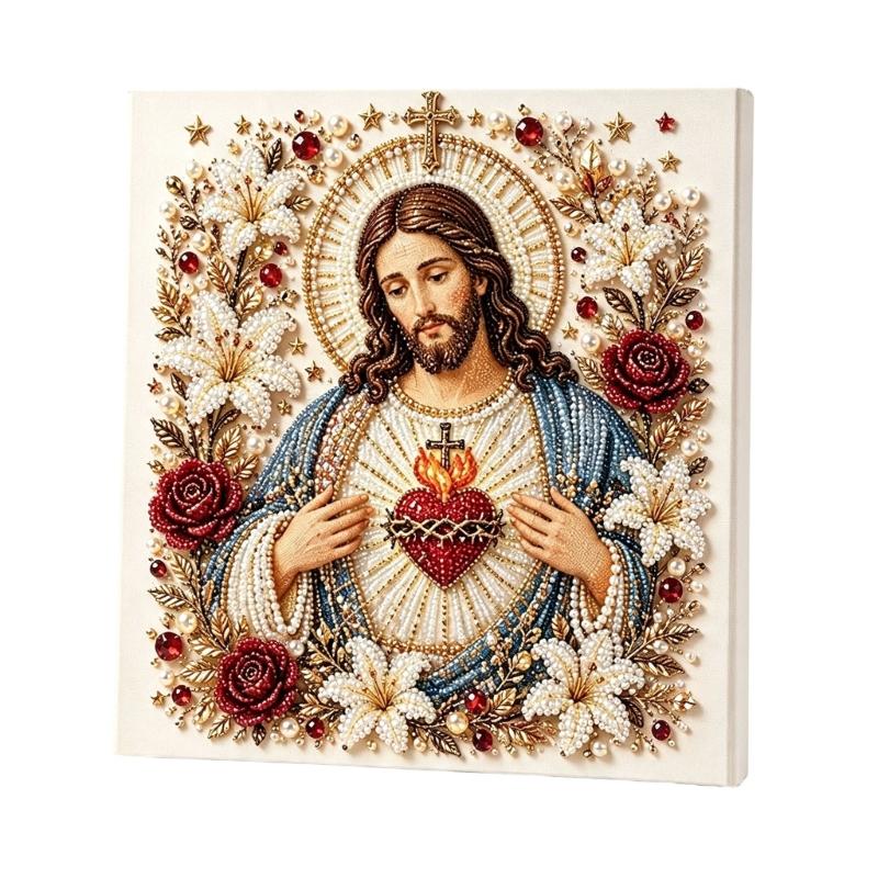 Decorative Placement Project with Display Frame, Religious DIY Artwork Set for Reflective Indoor Display Artwork