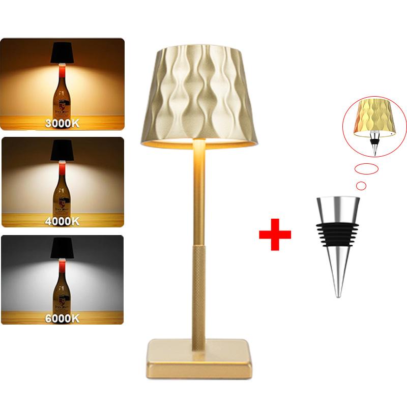2025 New LED Table Lamp Wireless Wine Bottle Lamp 2-in-1 3 Colors Stepless Dimming Lamp Rechargeable Creative Ambient Light