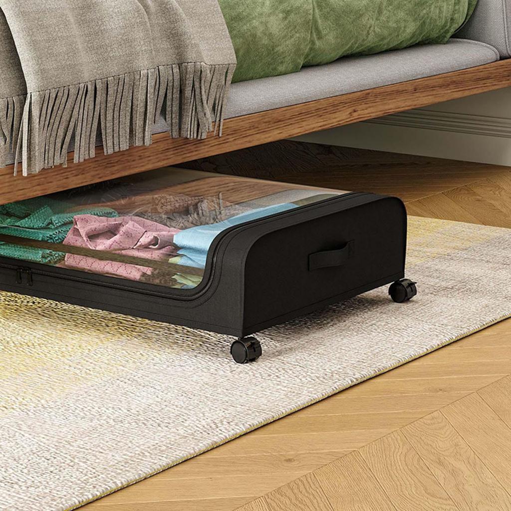 Bedroom Storage with Handle Large Capacity Space Saving Lid Dustproof under Bed Rolling