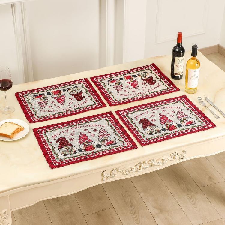 Xmas Style Vintage Washable Table Mats Place Mat Table Pad Fabric Material