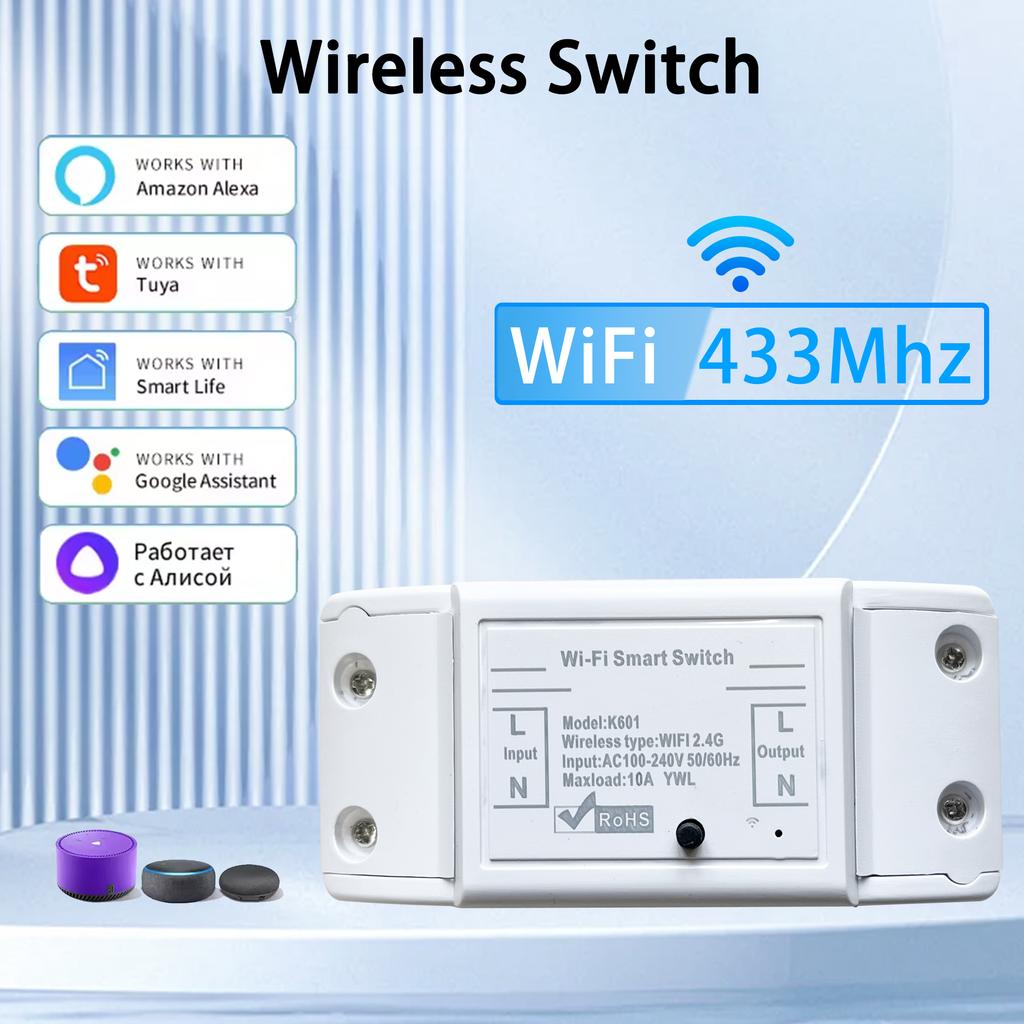 Tuya WiFi Smart Switch 433MHz Universal Breaker Timer Voice Control Smart Life APP Wireless Remote Control Support Alexa Google