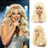 Women Synthetic Long Blonde Curly Wig Singer Dolly Parton Halloween Cosplay Wigs A