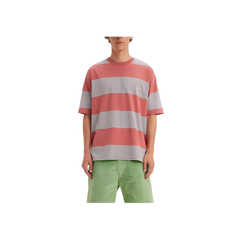 Levis Striped Crew Neck Short Sleeve T-Shirt Men Tops Pink A1005-0019