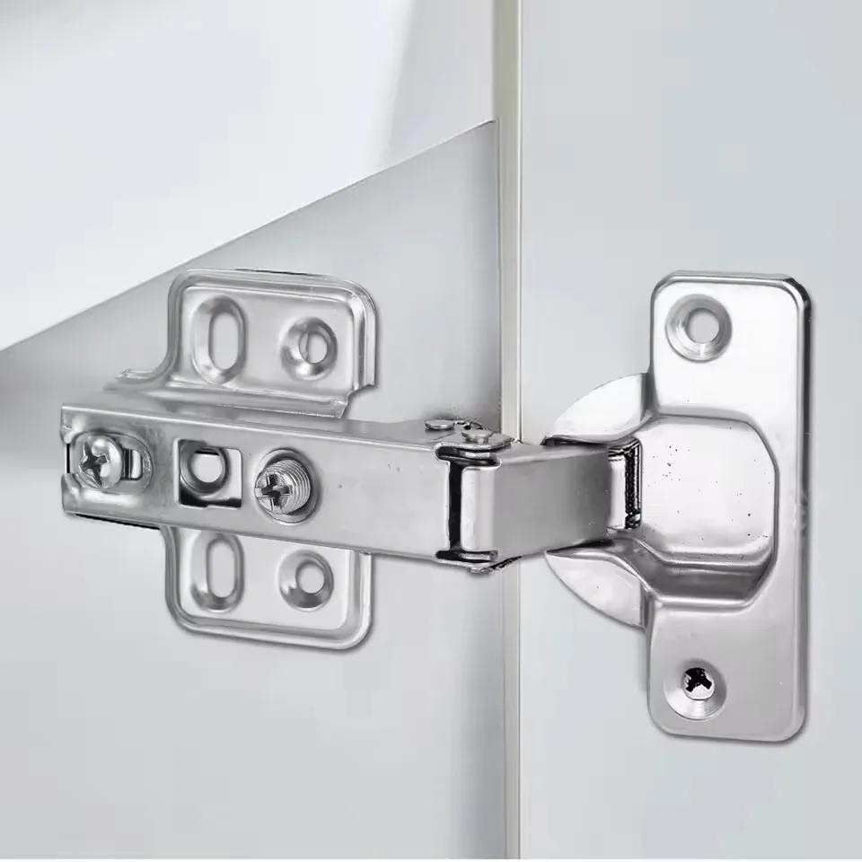 10Pcs Cabinet Hinges with Screws Steel Hinges For Furniture Full Overlay Mute Cabinet Door Cupboard Hinges Furniture Fitting