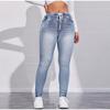 High Stretch Drawstring Denim Inspired Leggings for Women High Waist Slim Fit Lifted Buttocks Solid Color Tight Pants 2025 Spring