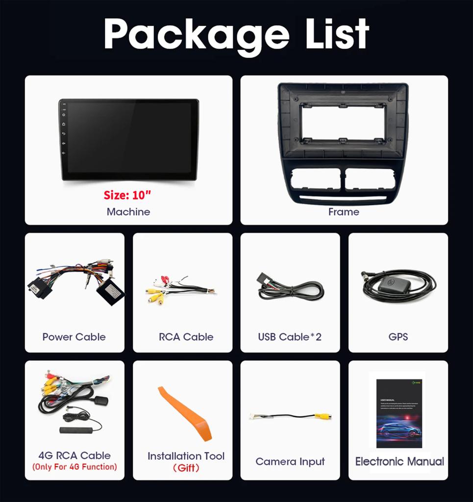 Android 14 For Fiat Doblo Opel Combo Tour 2010-2015 Auto Car Radio Navigation Stereo Touchscreen 4G GPS BT Carplay Touch Screen