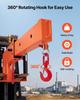 Forklift Jib Boom Crane, 2495 kg Capacity, Forklift Mobile Crane Lifting Hoist with 2 Hooks, Manual Telescopic 1200-1867 mm, Boom Attachment Towing