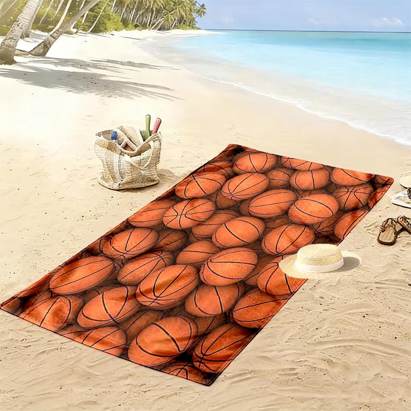 Basketball Print Beach Towel, Large Soft Quick Dry Towel for Beach Camping Swimming