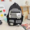 Schoolbag new trendy plaid middle and high school student schoolbag ins fresh and large capacity backpack female cute casual backpack