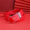 Sevenwolves Men's Red Genuine Leather Automatic Buckle Belt