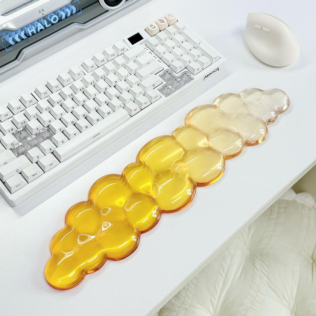 Cloud-Handgelenkauflage für Tastatur und Maus Klar Transparent Ergonomisch Niedliches Maushandgelenkpolster Silikon Rutschfestes Handgelenkpolster für Computer