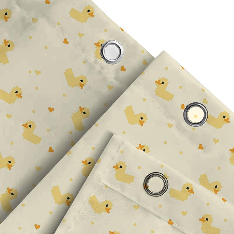 Bathroom Shower Curtain Cartoon Duck Pattern with Hearts for Kids Bathroom Decor Waterproof Polyester Fabric Customizable Size