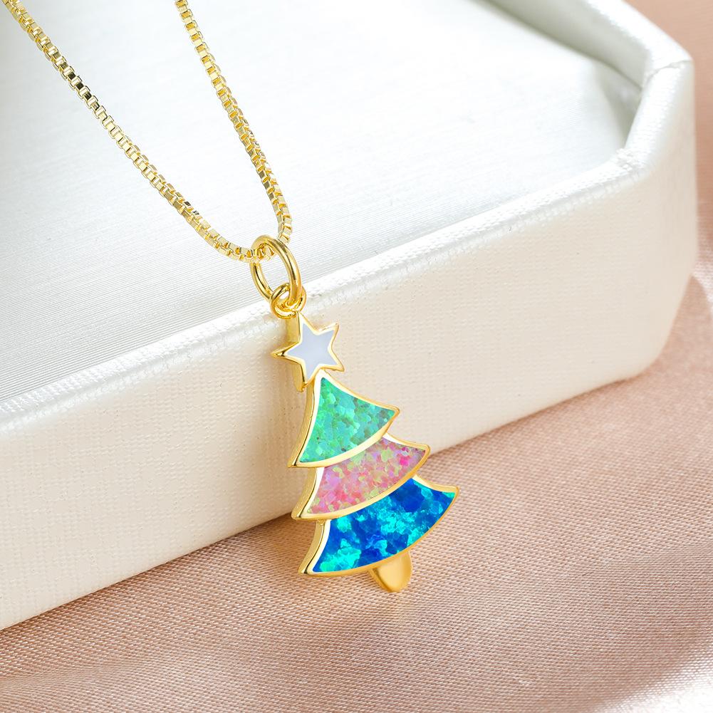 Christmas Tree Necklace Womens Fashion Accessories Gentle and Versatile Collarbone Chain Accessories