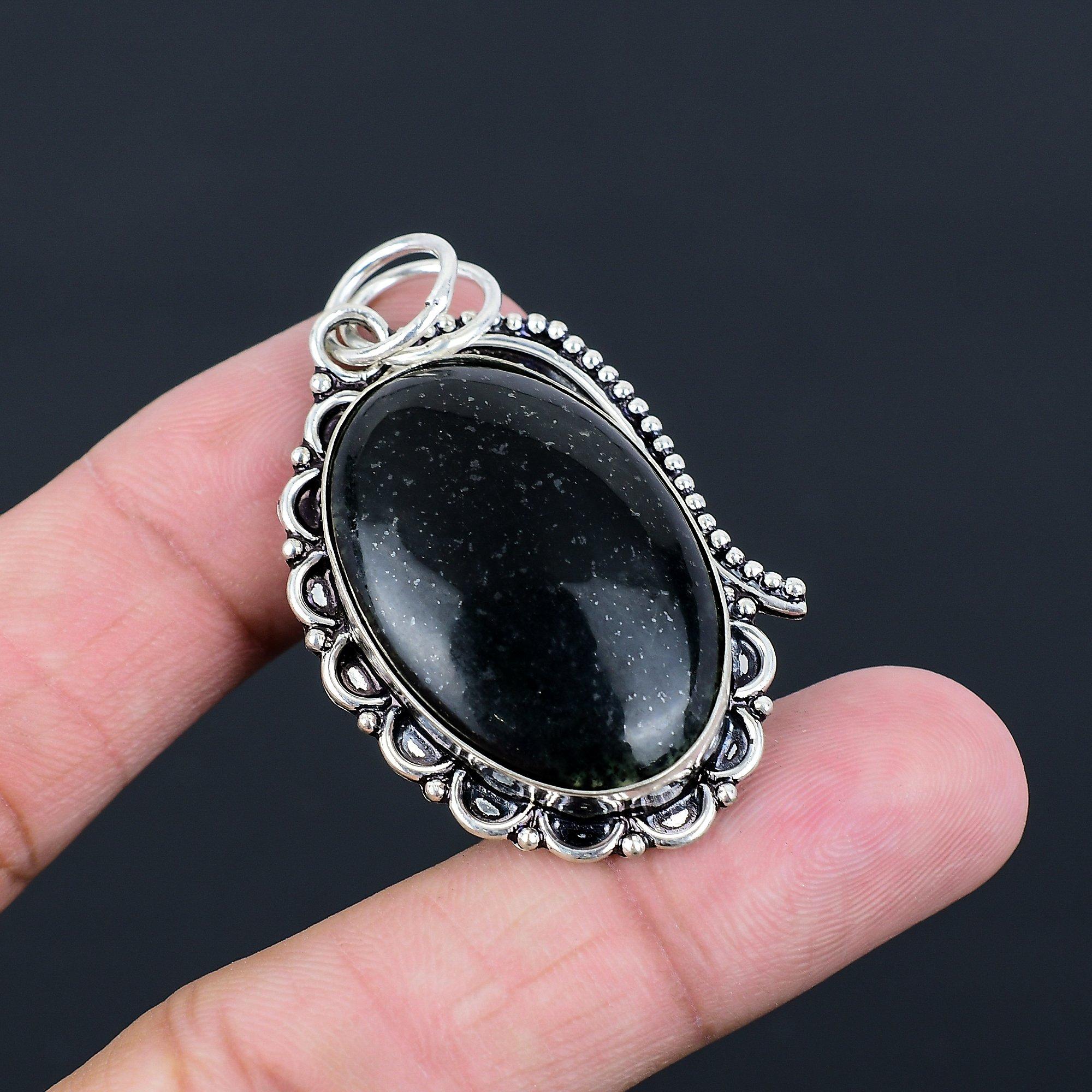 Womens day Sale Natural Vasonite Art Deco Birthday Bezel New Pendant 925 Silver