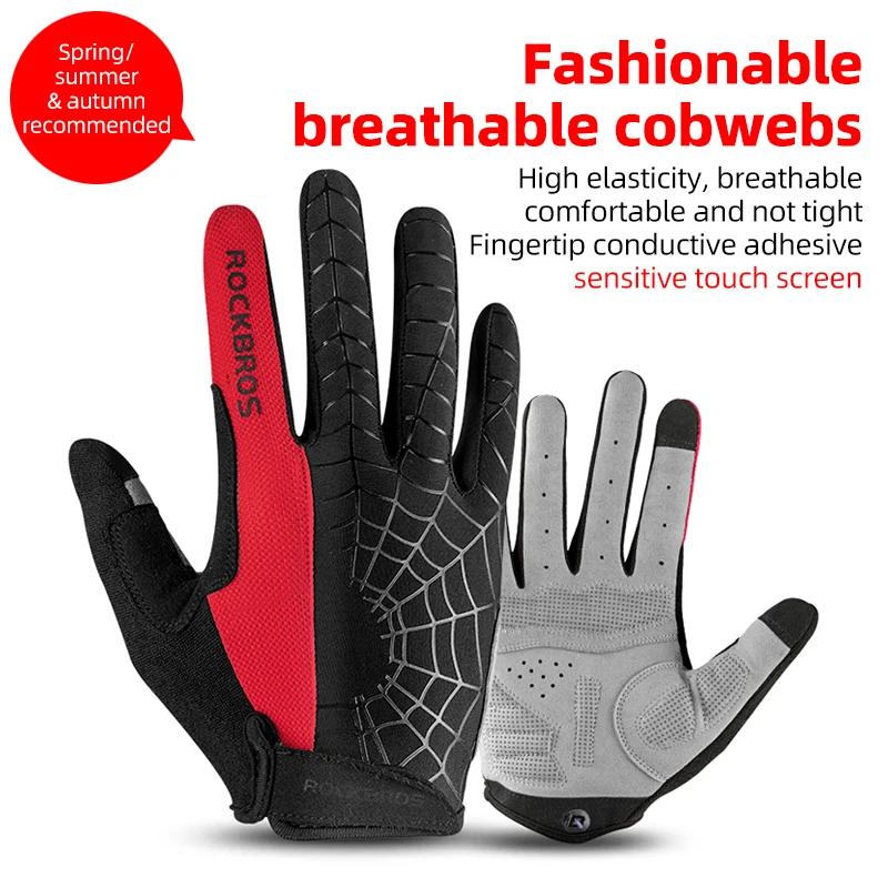 Rockbros Spring Cycling Gloves Full Finger Breathable Anti-Slip Bicycle Gloves For Men Women Mountain Road Bike Riding Gear