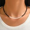 Simple Classic Creative Round Beads Rice Beads Woven Neck Necklace Vacation Wind Beaded Contrasting Color Necklace Collarbone Chain Women