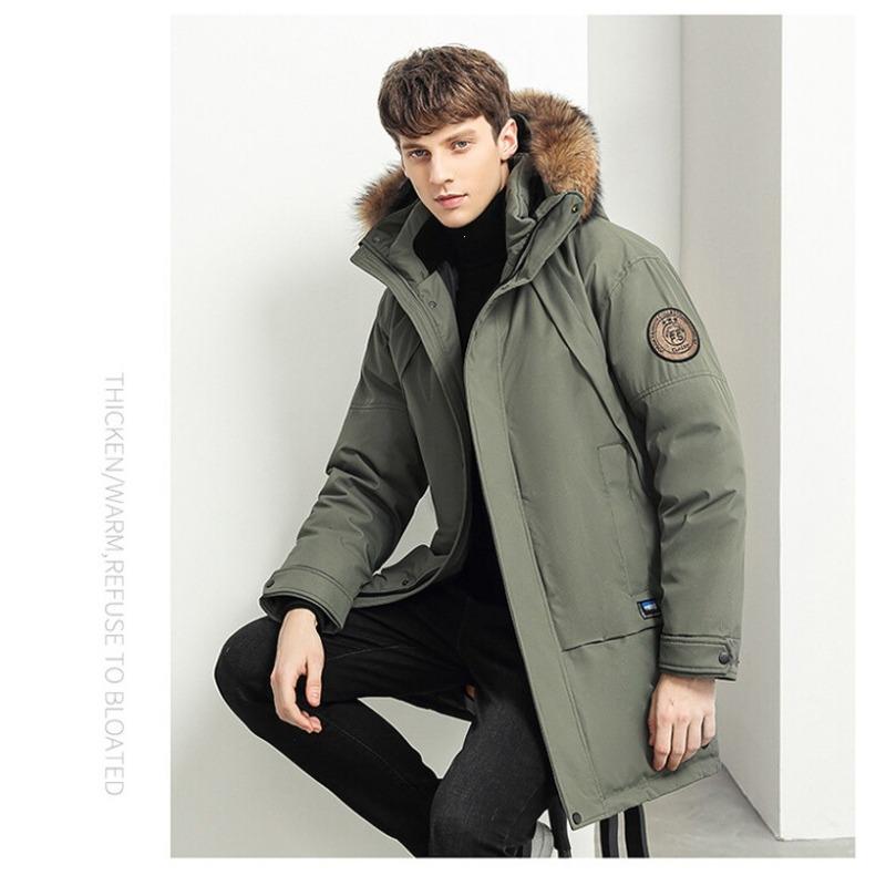 Winter new medium and long fashion men's clothing loose down jacket thickened fur collar jacket