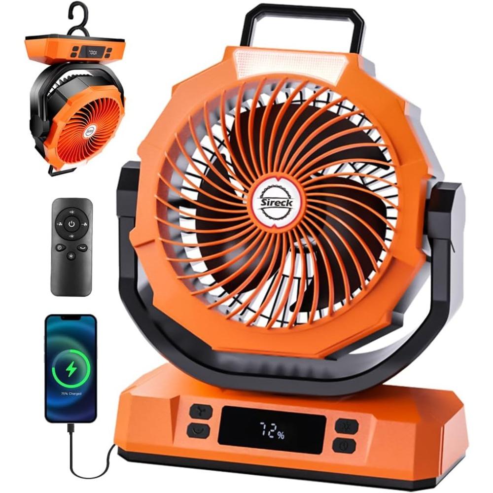 US Shipping Rechargeable Portable Camping Fan 12 Inch 40000mAh Battery Powered Fan with LED Light Digital Display Timer 6