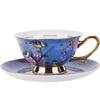 Jun Seventeen AQ Blue Bird Water Ripple Bone China Coffee Cup & Saucer Set