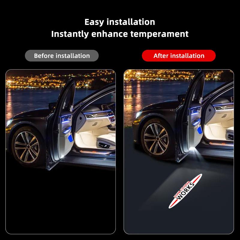2Pcs Car Door LED Welcome Light Projector Accessories For MINI JCW Cabrio Cooper Countryman Aceman Clubman Coupe Roadste Hub Cap