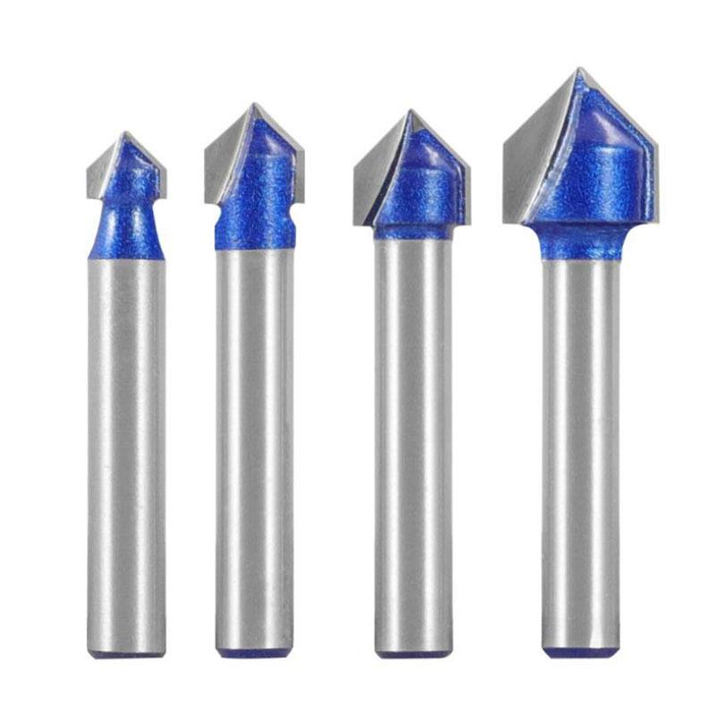 1/4inch 6mm Shank 90 Degree V Groove Template V-Groove V Grooving Router Bitit Carbide Milling Cutter Wood Drilling