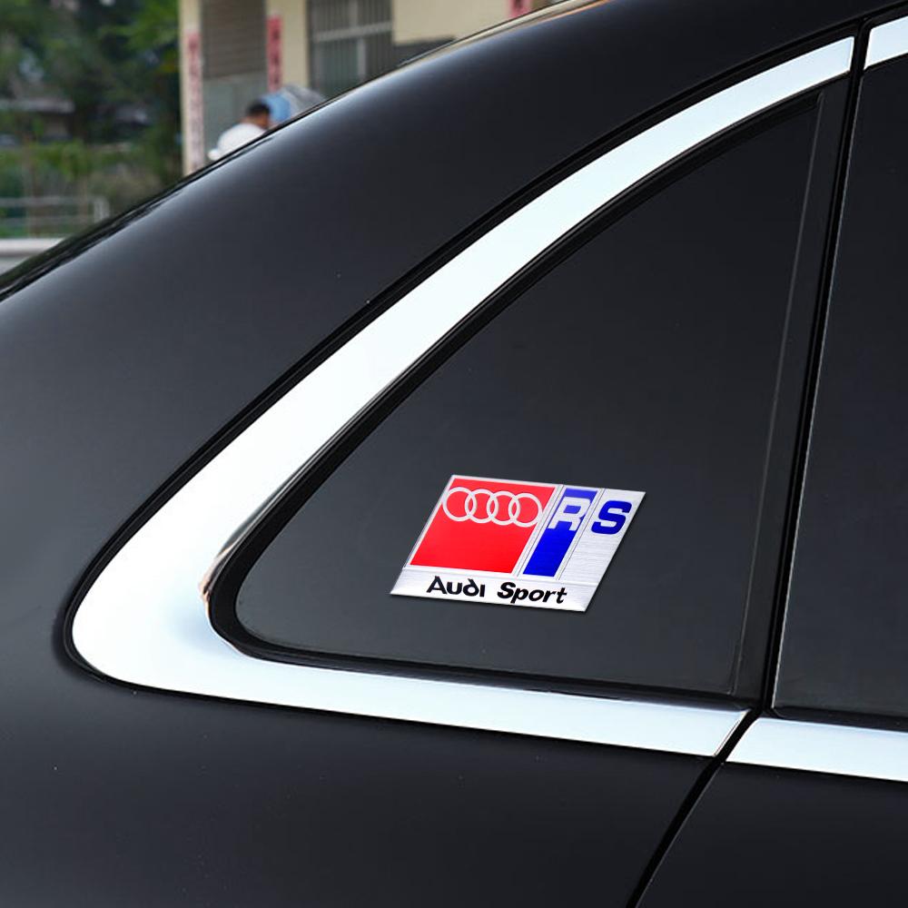 3D Aluminum Car Body Rear Trunk Tail Stickers Decal Center Cover For E2 Sline A1 Q2 B3 A4 8V 8L RS RS3 RS4 S5 RS6 Q1 S2 S3 TT E3