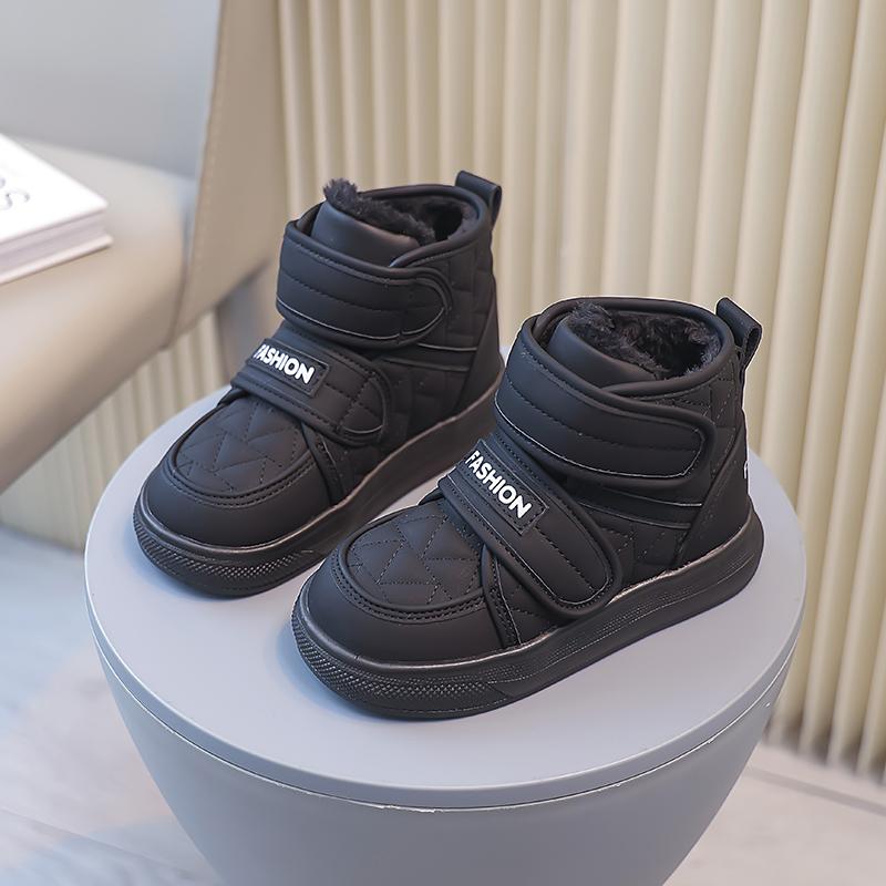 

Children Short Boots Double Hook&loop Kids Ankle Boots Warm Thick Fur Winter Boys Girls Snow Boots Waterproof Non-slip 26 чорний